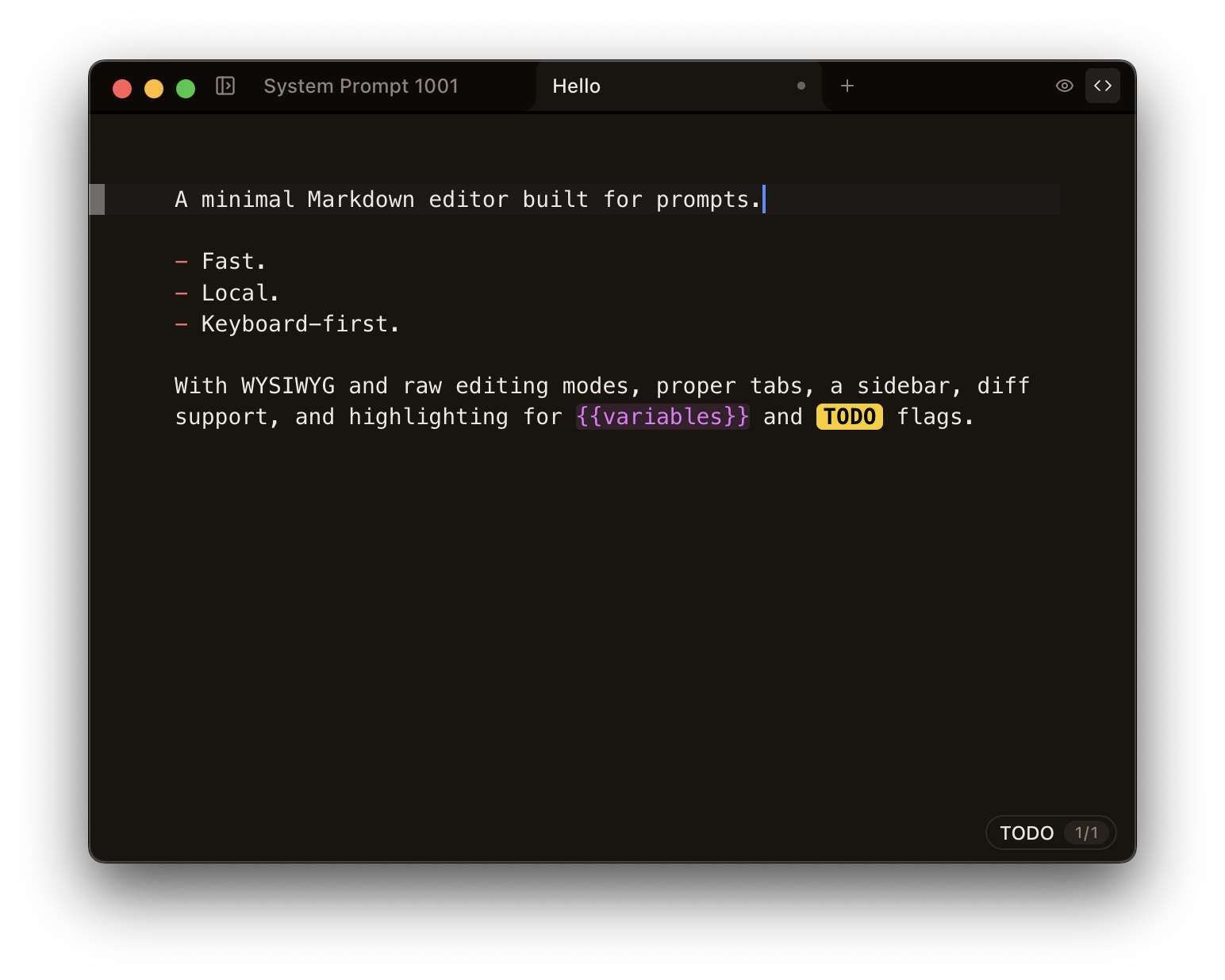 Smarkup raw markdown editor with syntax highlighting
